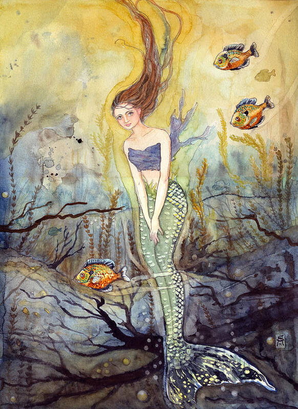 Bluegill Poster featuring the painting The Fish Are Biting by Katherine Miller