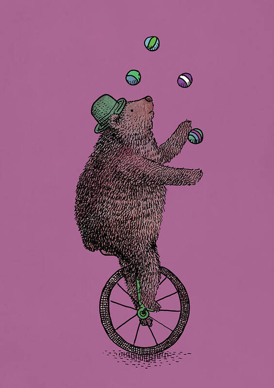 Bear Poster featuring the drawing The Juggler by Eric Fan