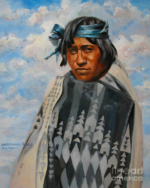 Native American Poster featuring the painting The Sky Was Blue Then by Synnove Pettersen
