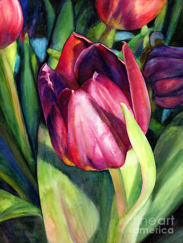 Tulip Poster featuring the painting Tulip Delight by Hailey E Herrera