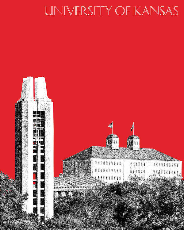 University Poster featuring the digital art University of Kansas - Red by DB Artist