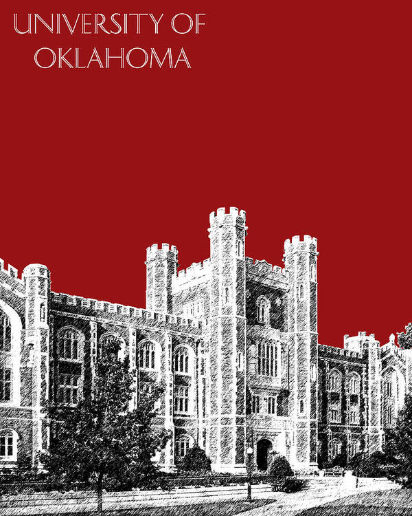 University Poster featuring the digital art University of Oklahoma - Dark Red by DB Artist