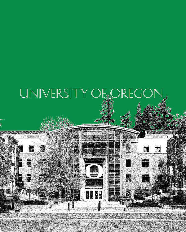 University Poster featuring the digital art University of Oregon - Forest Green by DB Artist