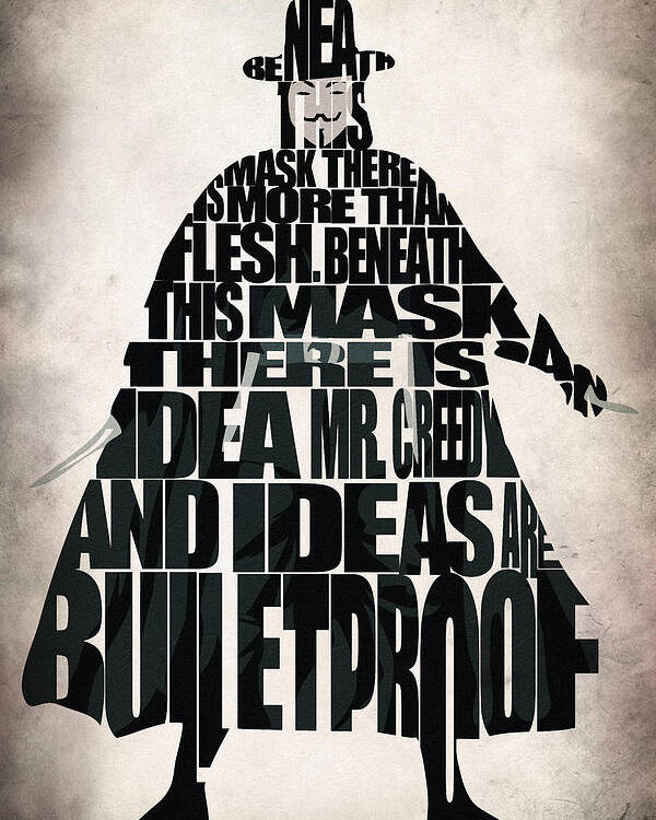V FOR VENDETTA TYPOGRAPHY QUOTES SMALL POSTER ART PRINT A3 SIZE GZ2080 