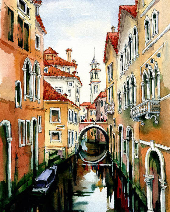 Venice Poster featuring the painting Venice in March by Maria Rabinky