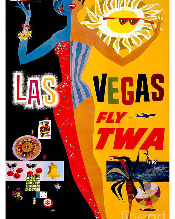 Vintage Poster featuring the photograph Vintage TWA Las Vegas Travel Poster by Action