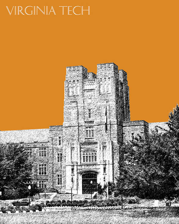 University Poster featuring the digital art Virginia Tech - Dark Orange by DB Artist