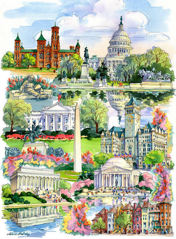 Washington Poster featuring the painting Washington DC painting by Maria Rabinky