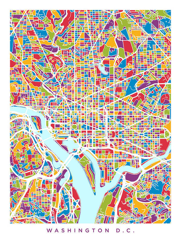 Street Map Poster featuring the digital art Washington DC Street Map by Michael Tompsett