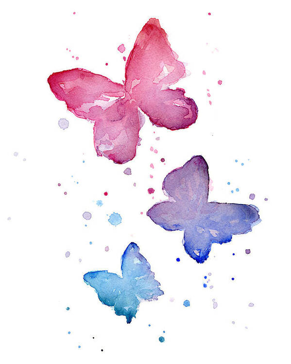 Watercolor Poster featuring the painting Watercolor Butterflies by Olga Shvartsur
