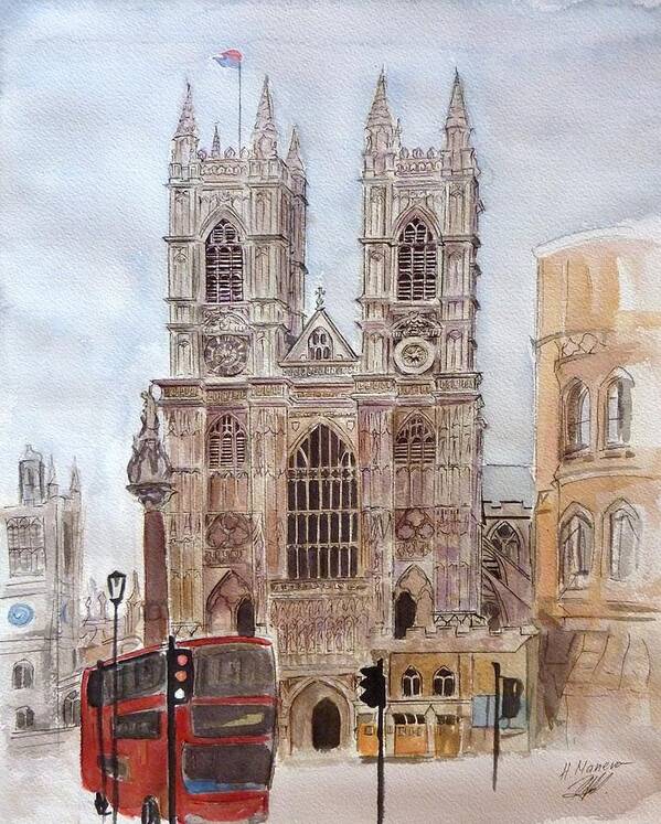 Architecture Poster featuring the painting Westminster Abbey by Henrieta Maneva