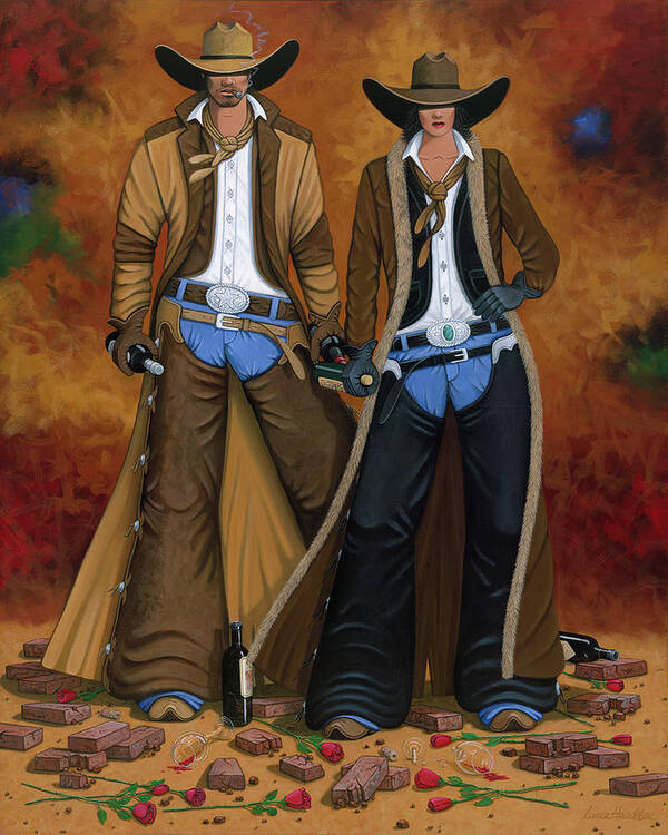 Cowgirl Poster featuring the painting Wine And Roses by Lance Headlee