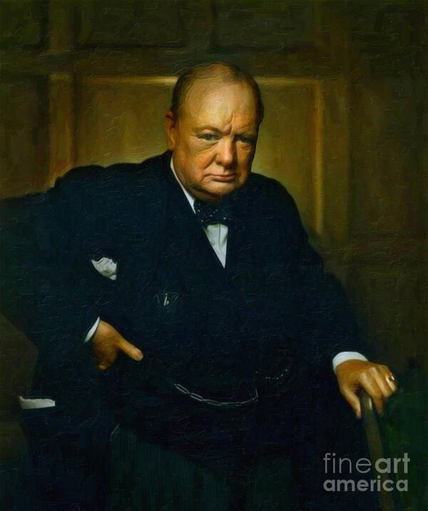 Landmark Poster featuring the painting Winston Churchill by Celestial Images