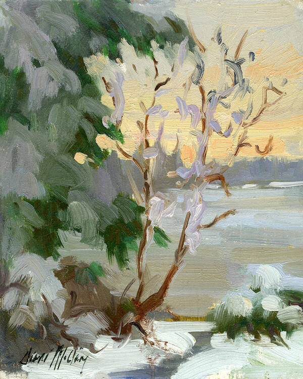 Winter Poster featuring the painting Winter at Martha Lake by Diane McClary