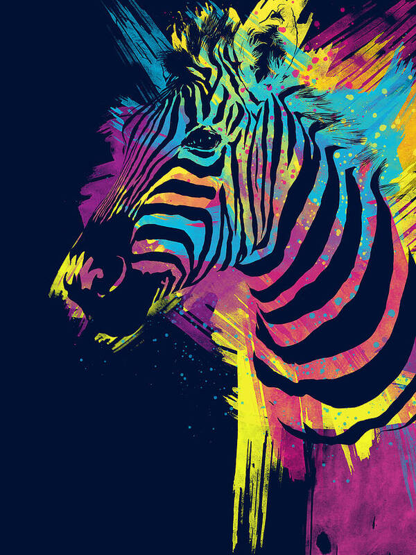 Zebra Poster featuring the digital art Zebra Splatters by Olga Shvartsur