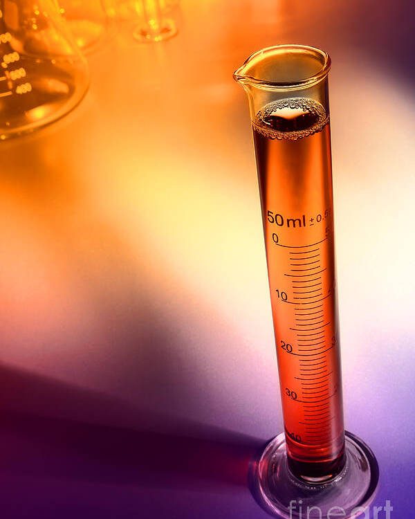 Cylinder Poster featuring the photograph Laboratory Equipment in Science Research Lab by Science Research Lab By Olivier Le Queinec