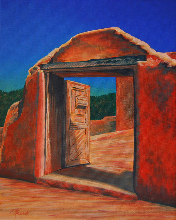 Southwest Poster featuring the painting Doorway To Las Trampas by Cheryl Fecht