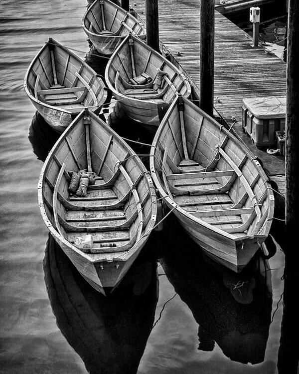 Black And White Poster featuring the photograph Fishing Dories by Fred LeBlanc