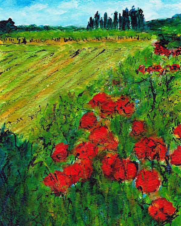 Flowers Poster featuring the painting French Poppies No3 by Jackie Sherwood