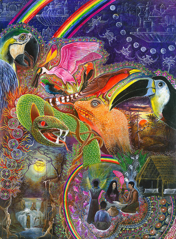 Toucan Poster featuring the painting Llullu Machaco by Pablo Amaringo