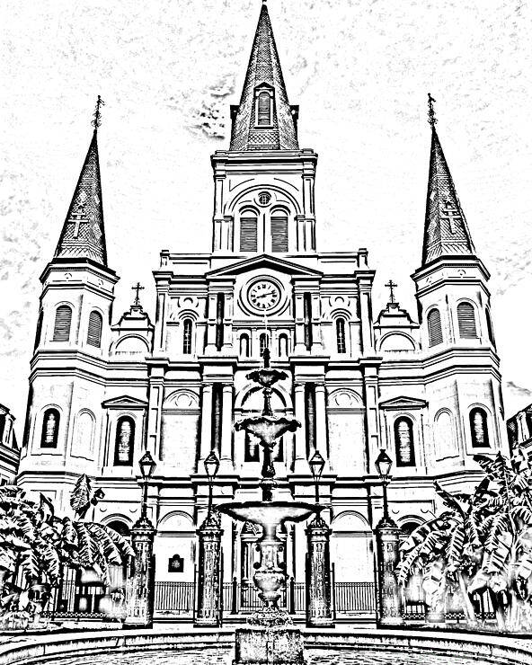 Louis Cathedral c1904-14in x 11in New Orleans Historic Black /& White Photo Jackson Square in front of St