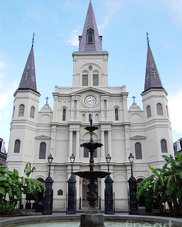 St Louis Cathedral And Fountain Jackson Square French Quarter New Orleans Poster by Shawn O&#39;Brien