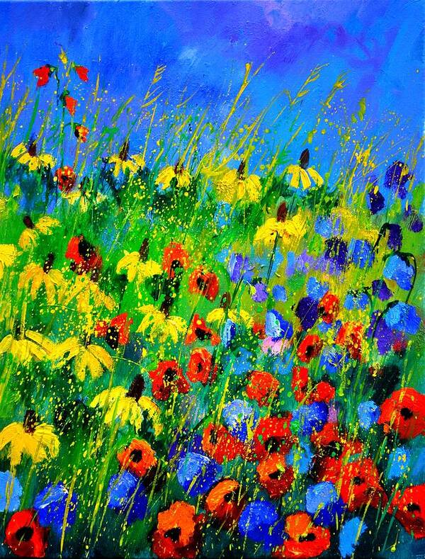 Poppies Poster featuring the painting Wild Flowers 452180 by Pol Ledent
