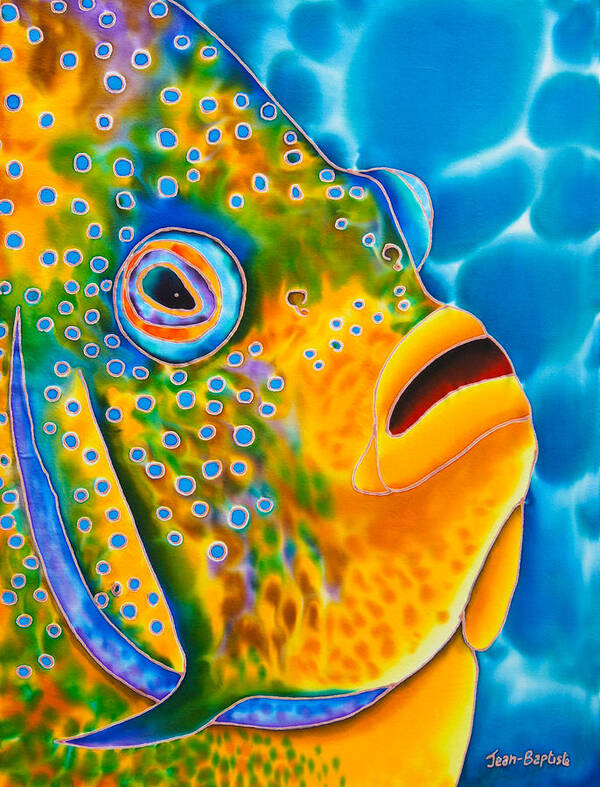 Fish Art Poster featuring the painting Angelfish by Daniel Jean-Baptiste