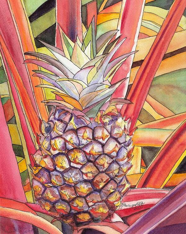 Pineapple Poster featuring the painting Pineapple by Marionette Taboniar