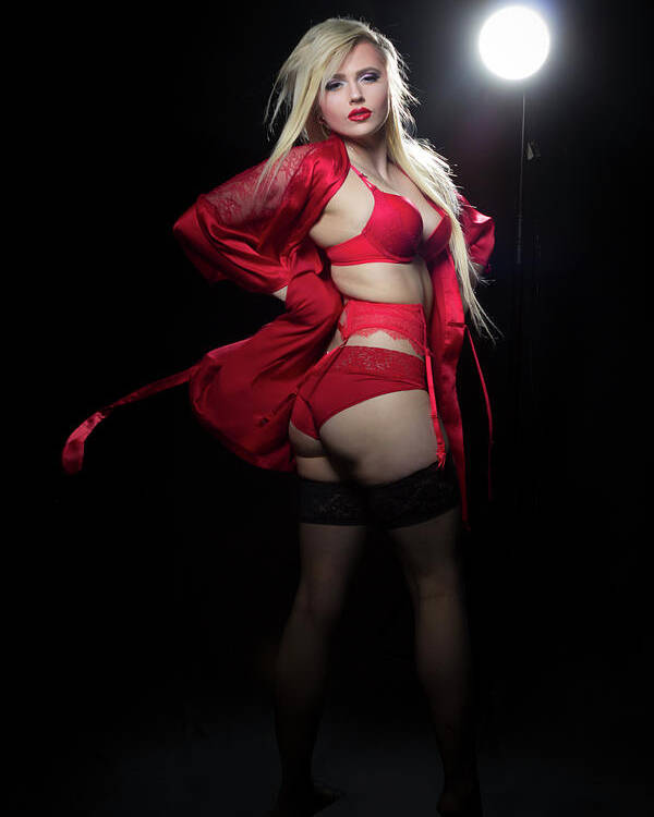 Sexy Poster featuring the photograph Red Lingerie by La Bella Vita Boudoir