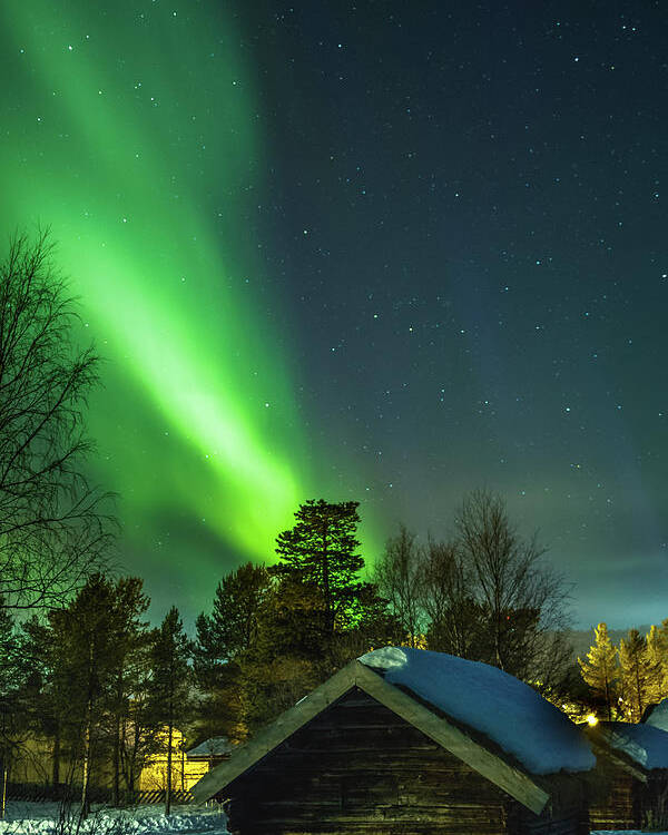Landscape Poster featuring the photograph Sapmi Village Under the Northern Lights Karasjok Norway by Adam Rainoff