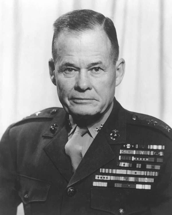 Chesty Puller Poster featuring the painting General Lewis Chesty Puller by War Is Hell Store