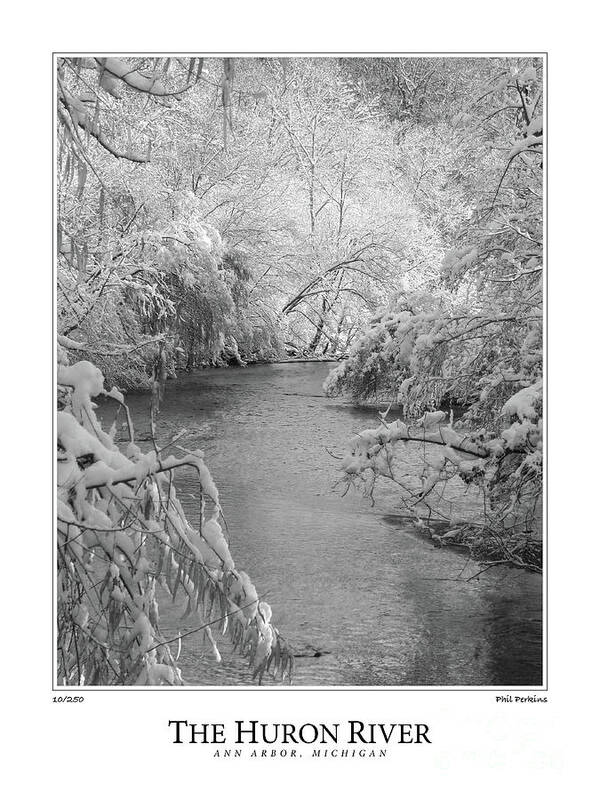 Black And White Poster featuring the photograph The Huron River by Phil Perkins