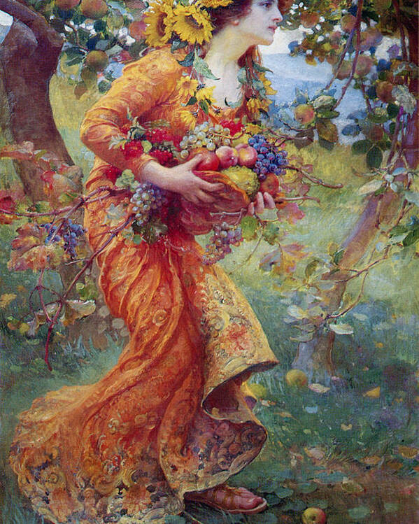 Franz Dvorak - In The Orchard 1912 Poster featuring the painting In The Orchard by MotionAge Designs