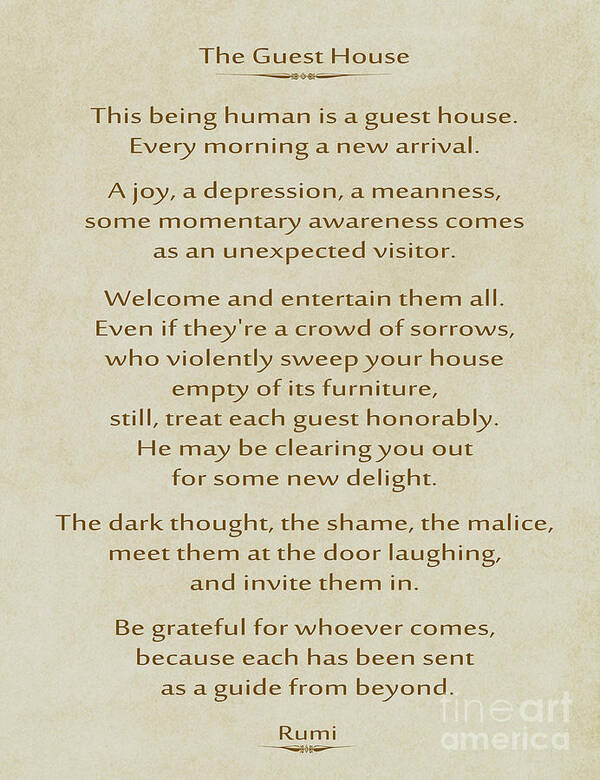 Rumi Poster featuring the photograph 29- The Guest House by Joseph Keane