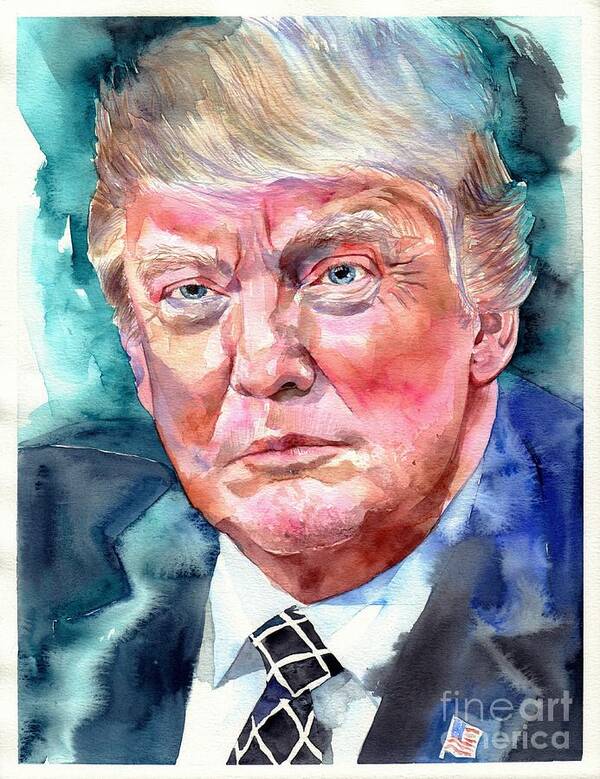 Donald Poster featuring the painting President Donald Trump portrait by Suzann Sines