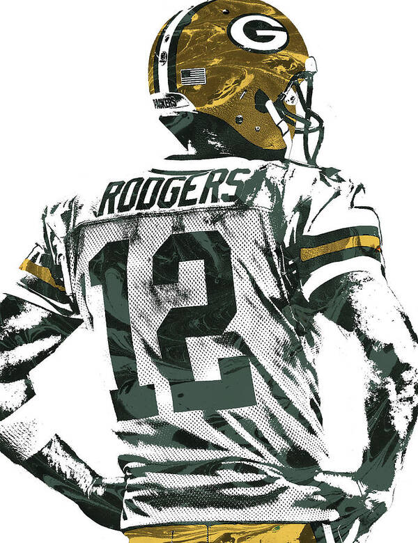 Aaron Rodgers Poster featuring the mixed media Aaron Rodgers Green Bay Packers Pixel Art 5 by Joe Hamilton