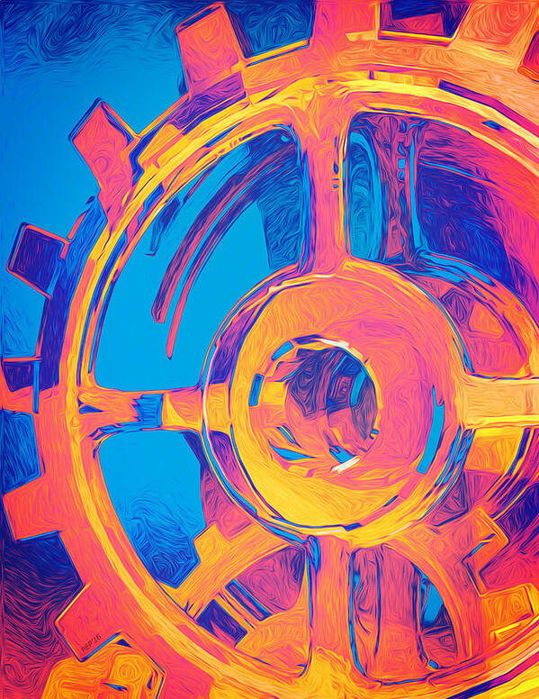 Surreal Poster featuring the digital art Abstract Macro Gears by Phil Perkins