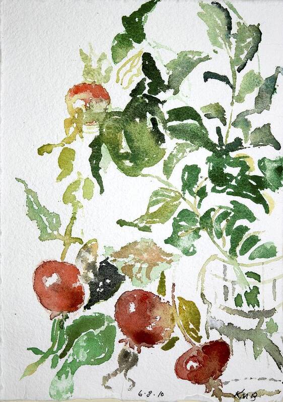  Poster featuring the painting Abstract Vegetables by Kathleen Barnes