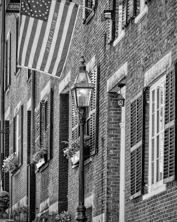 Acorn Street Poster featuring the photograph Acorn Street Details BW by Susan Candelario