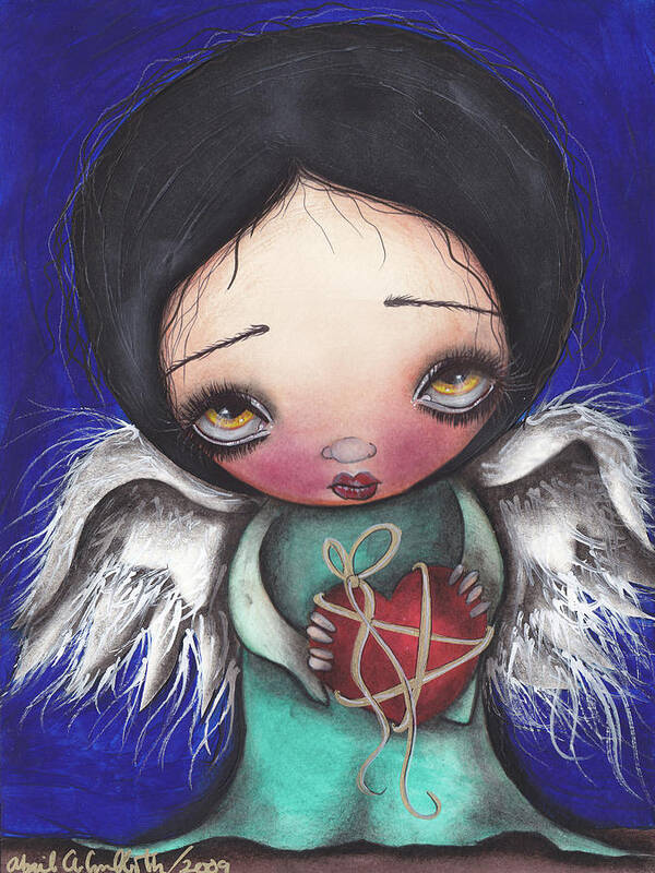 Angel Poster featuring the painting Angel with Heart by Abril Andrade