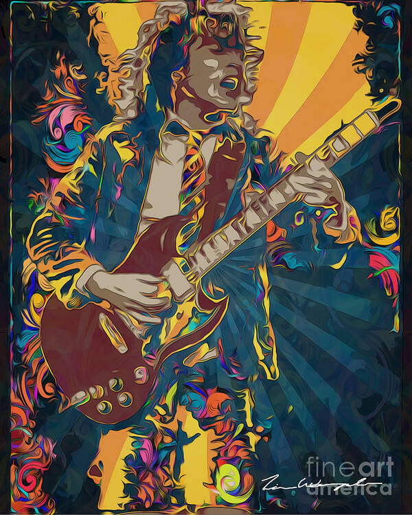 Angus Young Poster featuring the digital art Angus Young by Tim Wemple