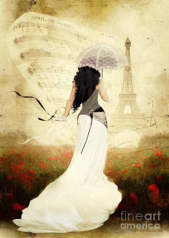 April Poster featuring the digital art April in Paris by Shanina Conway
