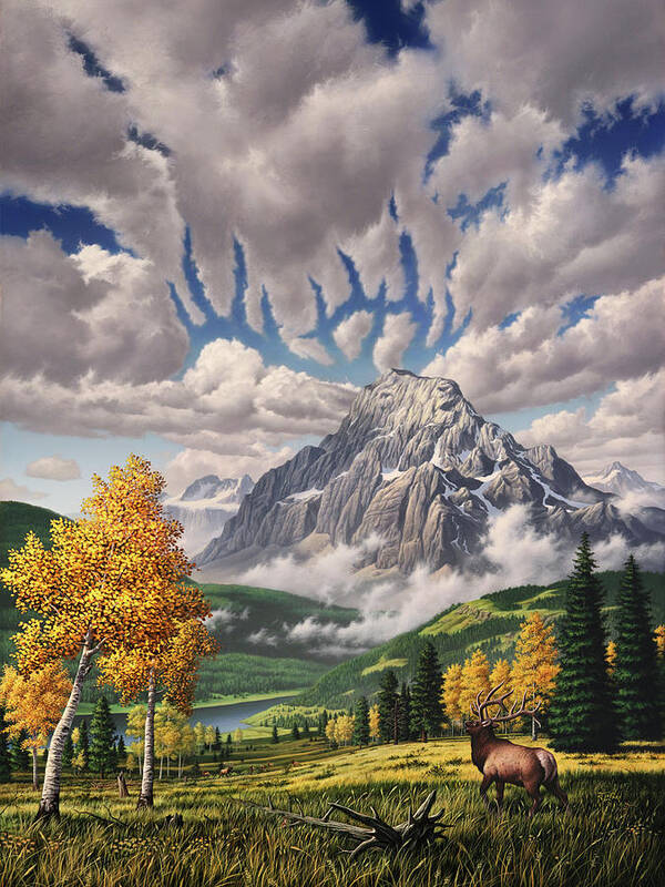 Elk Poster featuring the painting Autumn Echos by Jerry LoFaro