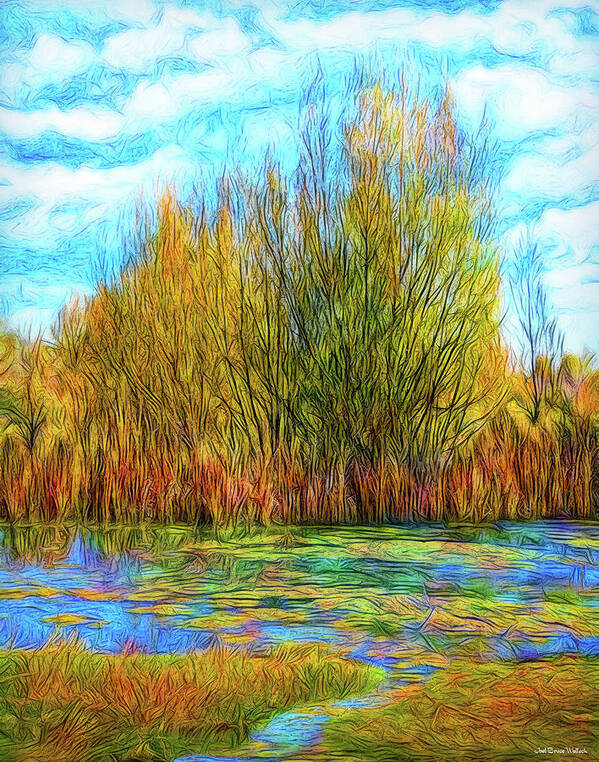 Joelbrucewallach Poster featuring the digital art Autumn Pond Interlude by Joel Bruce Wallach