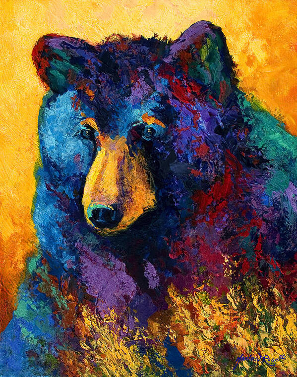 Bear Poster featuring the painting Bear Pause - Black Bear by Marion Rose