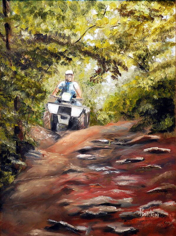 Impressionistic Painting Poster featuring the painting Bear Wallow Rider by Phil Burton