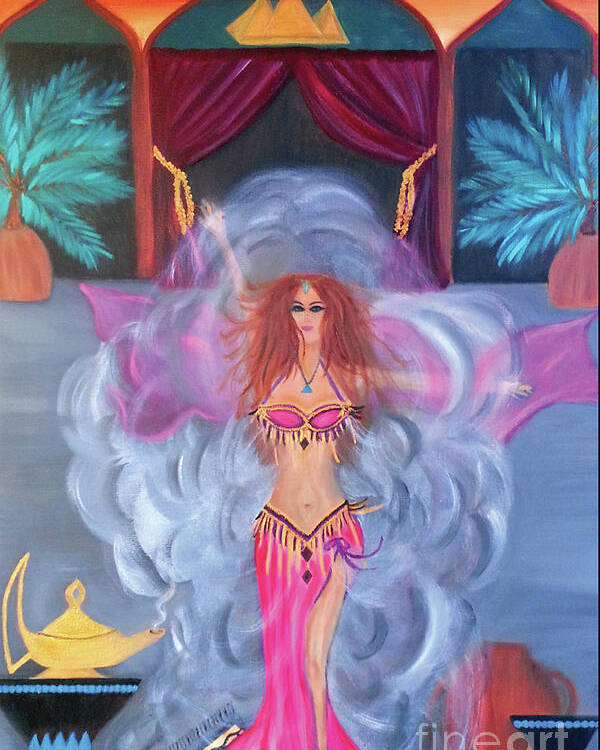 Belly Dance Poster featuring the painting Belly Dance Genie by Artist Linda Marie