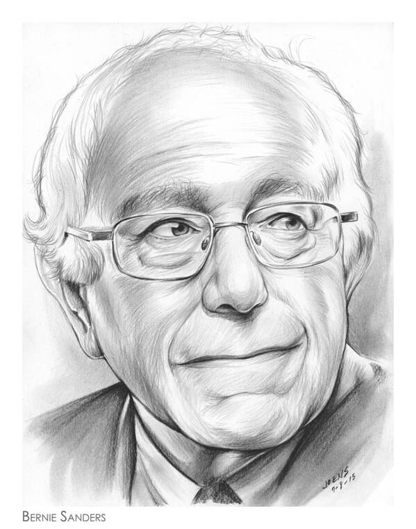 Bernie Sanders Poster featuring the drawing Bernie Sanders by Greg Joens