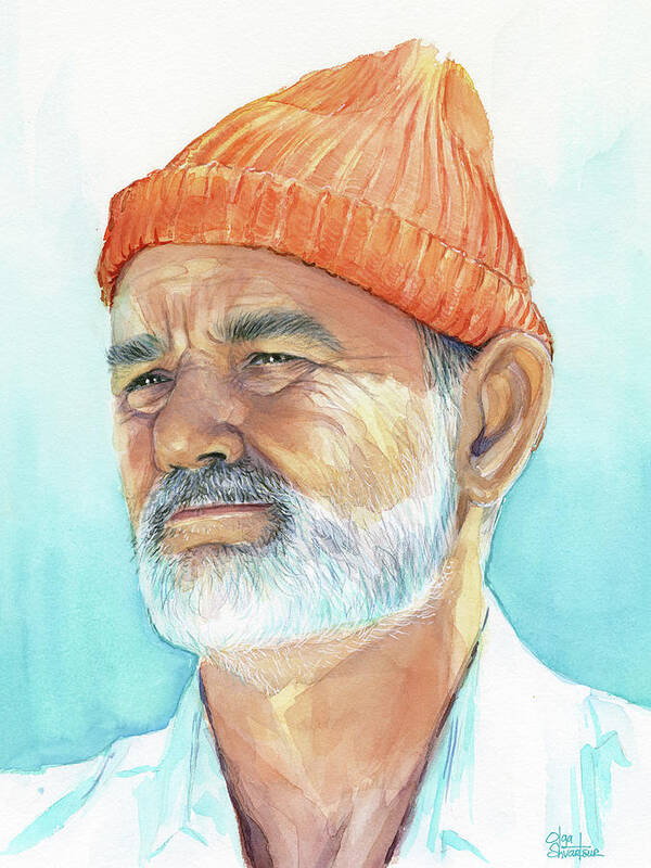 Celebrity Poster featuring the painting Bill Murray Steve Zissou Life Aquatic by Olga Shvartsur